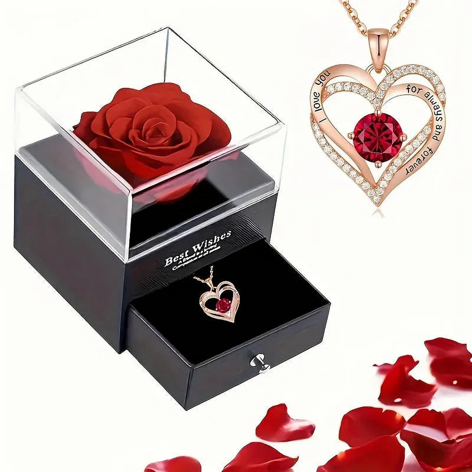 Herzkette „Forever“ in der Rosenbox